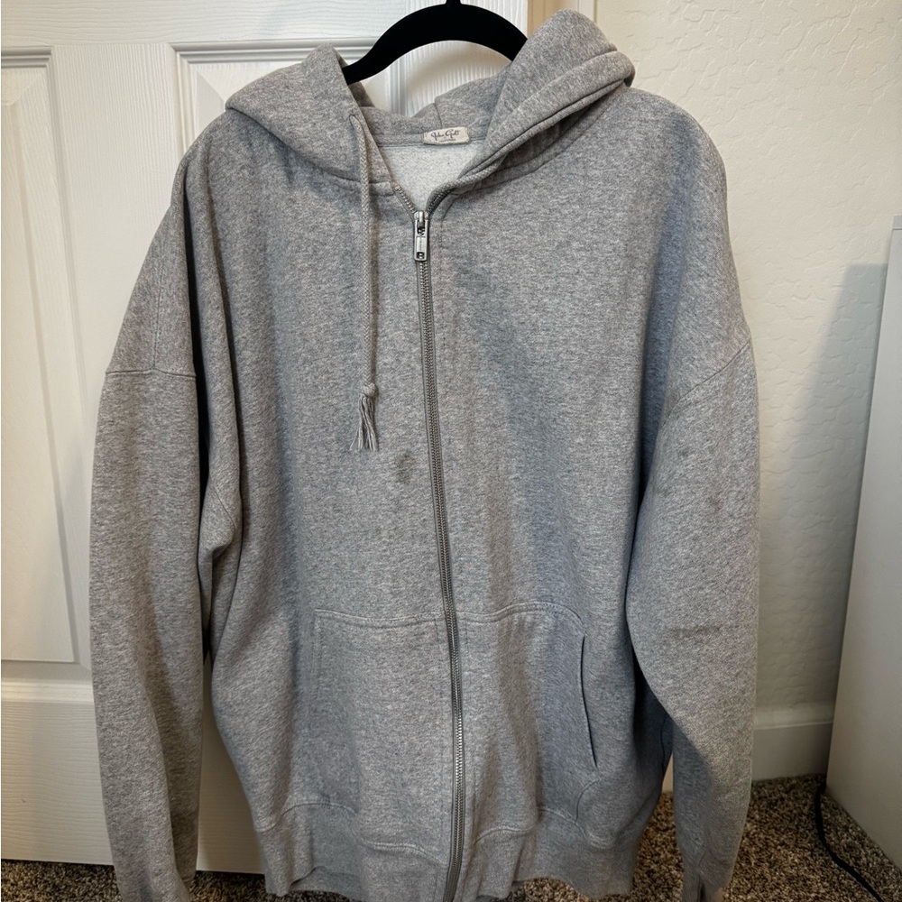 Brandy Melville Gray Zip-Up Hoodie